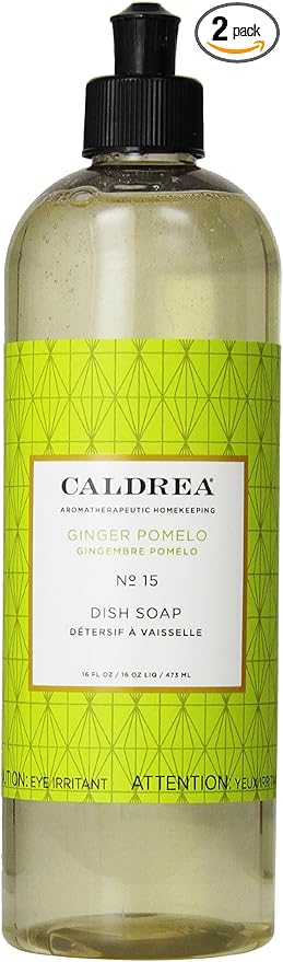 Caldrea Dish Soap Liquid, Ginger Pomelo, 16-Ounce Bottles (Pack of 2)