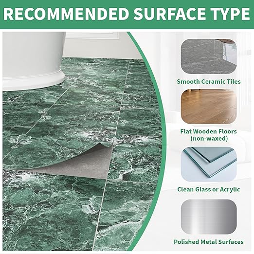 20 Pack Cover 20 Sq.Ft Peel and Stick Floor Tiles, 12” x 12” Self Adhesive Vinyl Flooring Easy DIY Installation for Kitchen, Living Room, Laundry, RV, Green Vein Marble