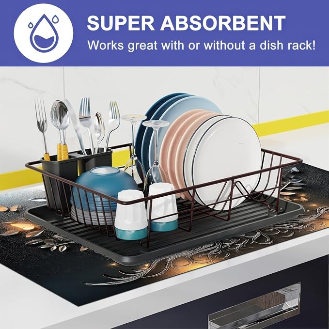 Stove Top Cover 28x20 Inch Diatomite Butterfly Tree Relief Kitchen Decor Glass Cooktop Protector Dish Drying Mat Coffee Mat Electric Stove Cover Mat Heat Resistant Pad