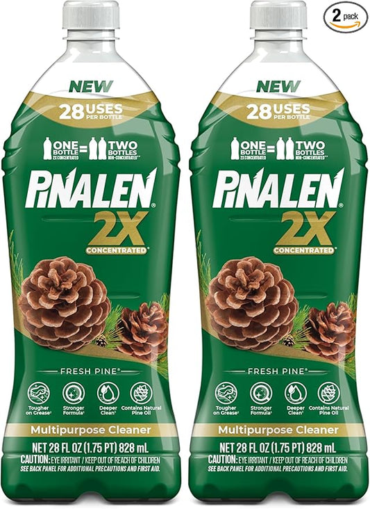 PINALEN 2X Concentrated Multipurpose Cleaner - Fresh Pine Scent - 28 fl oz - All Purpose Cleaner for Kitchen,Bathroom,Laundry,Floors & Outdoors,(Pack of 2)