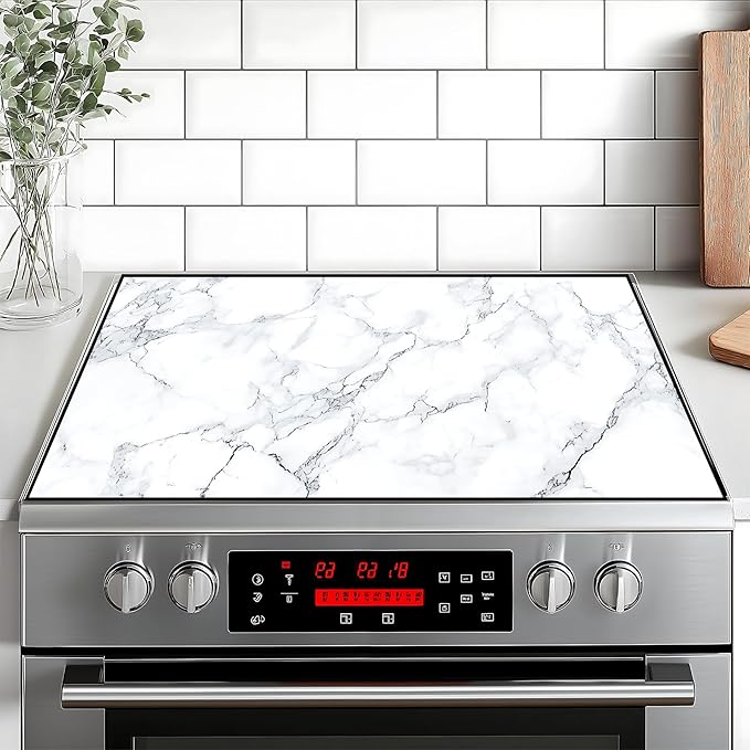 Stove Top Cover for Home Decoration Kitchen Pad Washable Cooktop Covers Countertop Stove Protector Mat for Home Kitchen Cooktops (white, 28"x20")