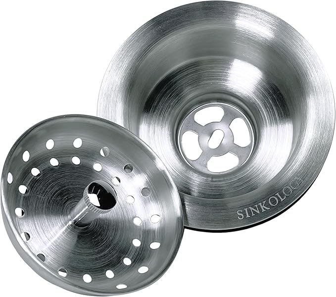 SinkSense Kitchen Sink Heavy Duty Basket Strainer Drain with Post Style Basket, Stainless Steel