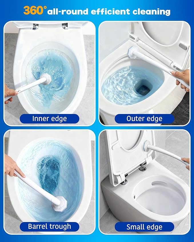 Disposable toilet wand refills (50 pack) compatible with Clorox, secure lock no-slipping design, instant foam cleaning scrubber pads, odor neutralizing refills
