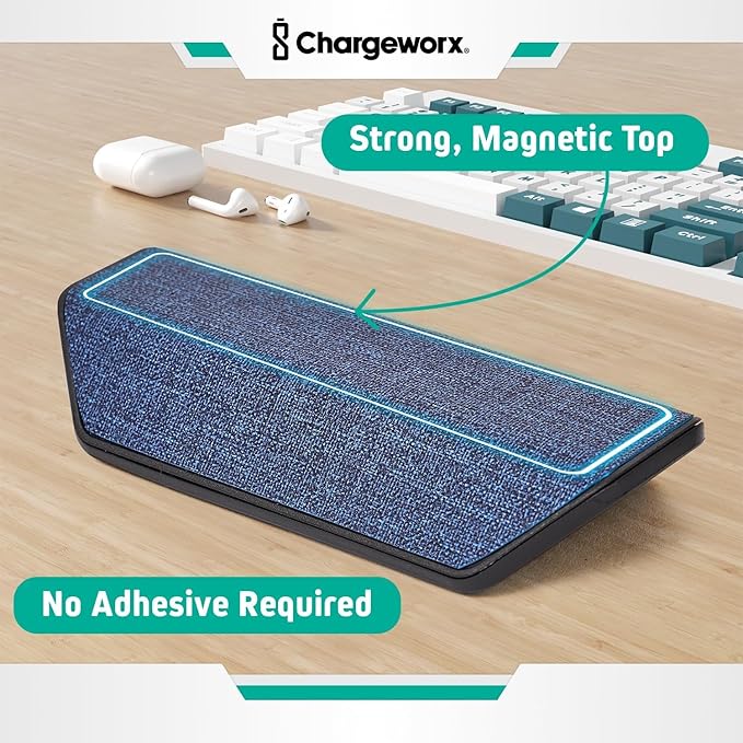 CHARGEWORX Magnetic Cable Organizer – 2 Pack- Weighted Non-Adhesive Cord Holder with 3 Magnetic Clips for USB-C, Lightning & MagSafe Cables – Desk, Office & Nightstand Cable Management