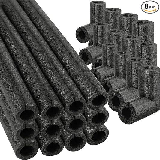 8 Pack Elbow Pipe Insulation Foam Tube Outdoor Wrap Black Pipe Covers Elbow Insulation Tubing Water Foam Covers for Outdoor Winter Irrigation, Sprinkler (2 Inch)