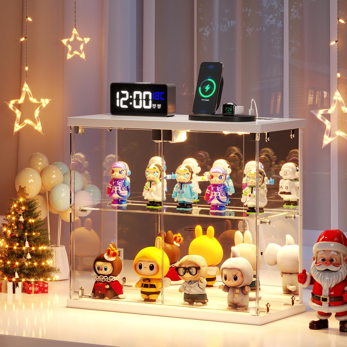 Dystler Glass Display Case with LED Lights, Small 2-Tier - Image 1