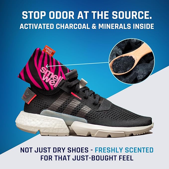 SmellWell - Scented Shoe Deodorizer Inserts - Odor Eliminators - Activated Bamboo Charcoal + Minerals - Natural Fresheners for shoes, bags, gloves - 2 x 1.8oz Original Size Hawaii Floral