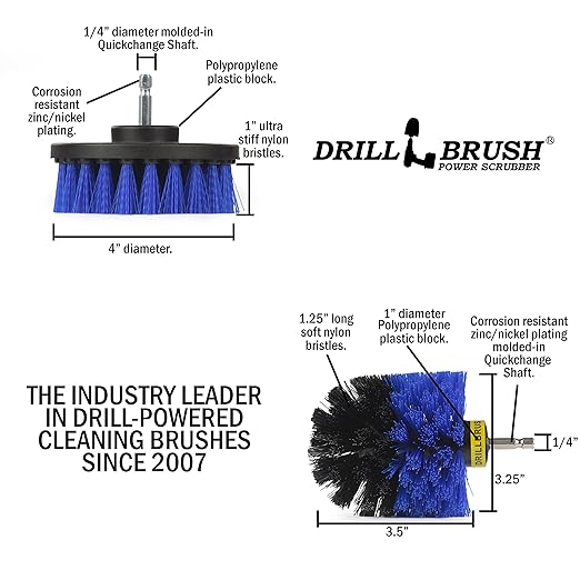 Marine Cleaning Brush Set - Boat Scrubbing Accessories - Aquatic Cleaning Brushes - Hull Cleaner Brush Tool Kit - Spinning Drill Powered Scrubbing Kit - Barnacles Blasting Brushes - Tank Cleaner