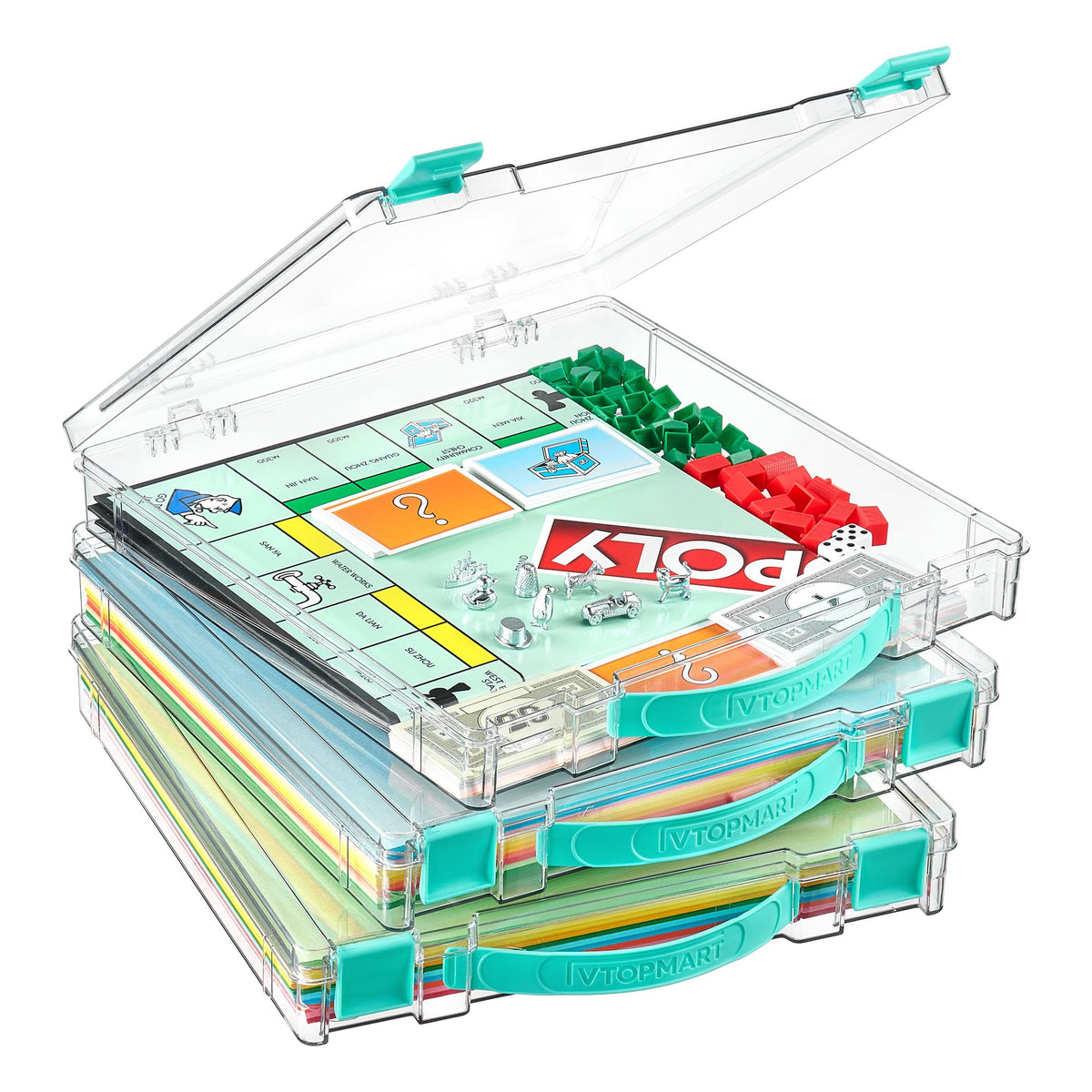 Vtopmart 3 Pack Board Game Storage with Handle | Home Organization - Image 1