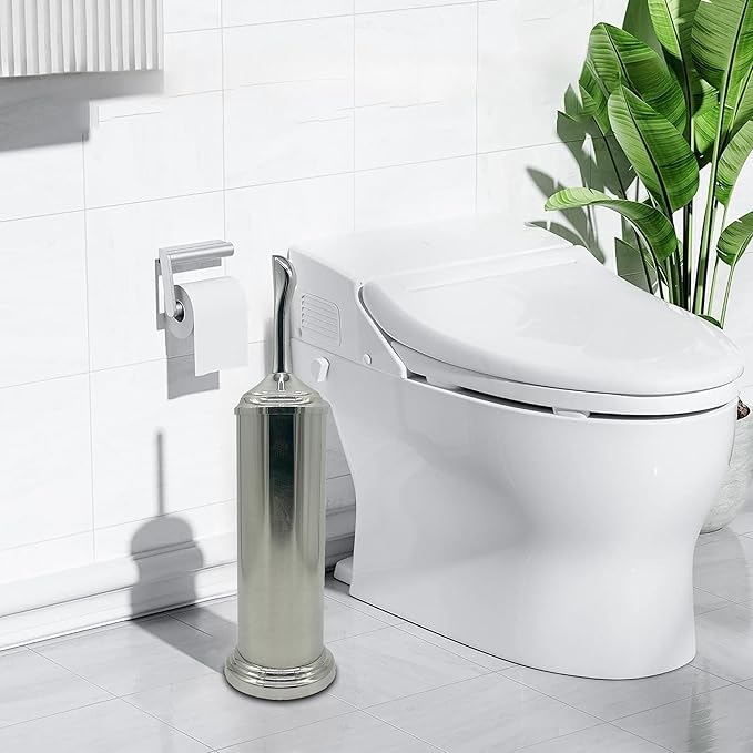 Vince Camuto Toilet Bowl Brush with Holder, Durable Bathroom Cleaning Tool, Modern Design for Easy Toilet Maintenance, Bathroom Cleaner Brush for Efficient Cleaning and Hygiene
