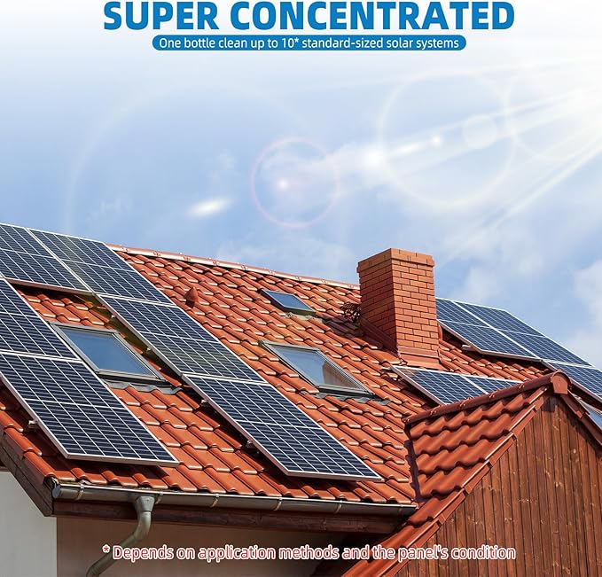 Ultra Concentrated Solar Panel Cleaner (29oz Makes 140 Gallons) - Streak-Free, Quick-Dry Formula for Effective Cleaning of Solar Panels, Glass, and More