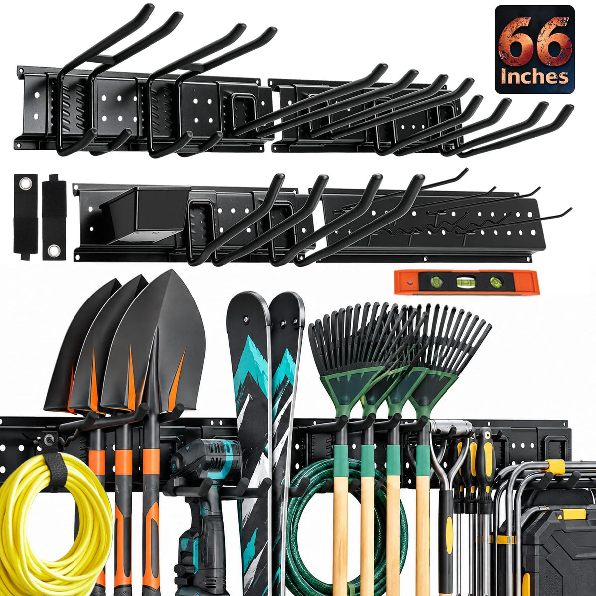 66" Garage Tool Organizer Wall Mount,Heavy Duty Adjustable Rack - Image 1
