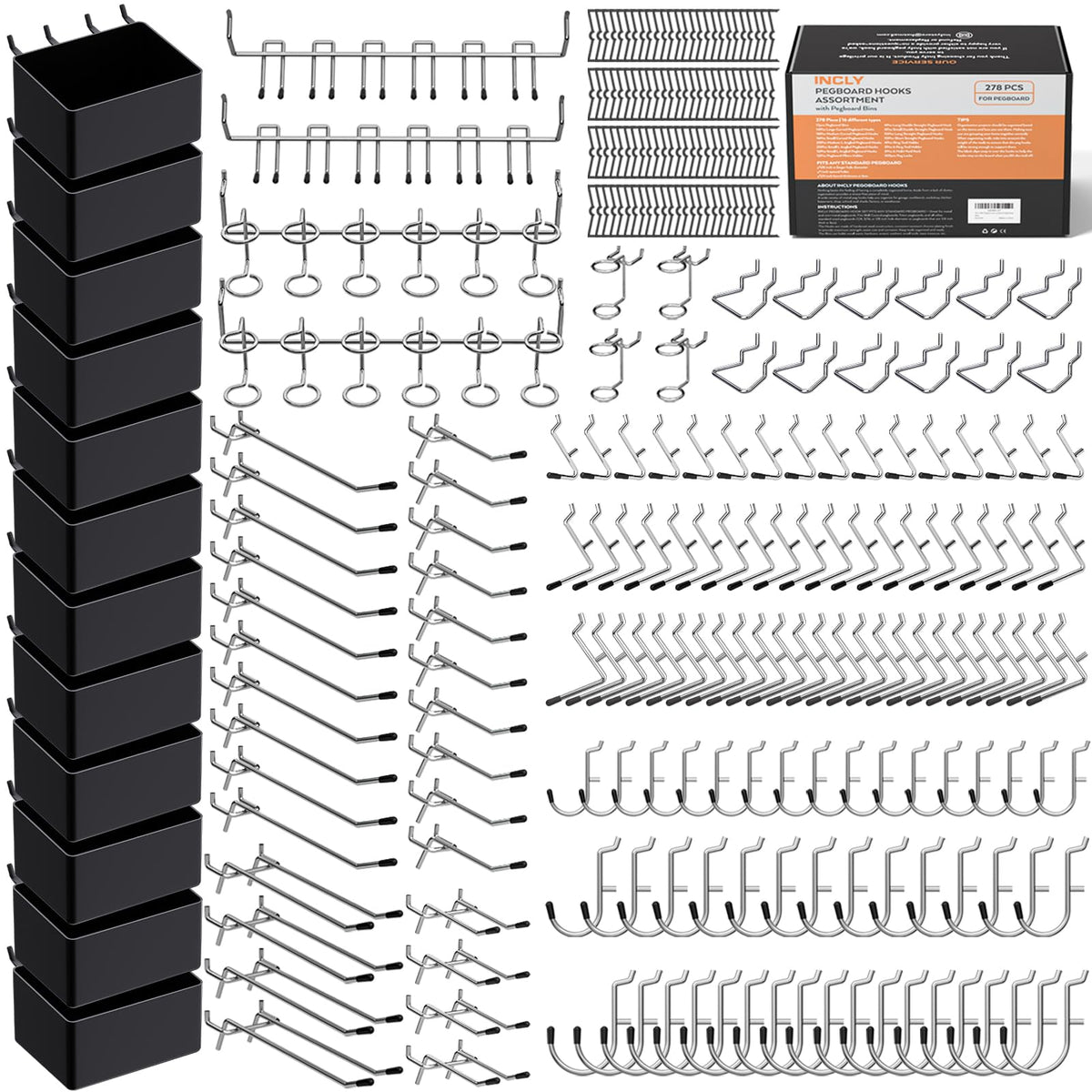 INCLY 278PCS Pegboard Accessories Organizer Kit with | All Products - Image 1