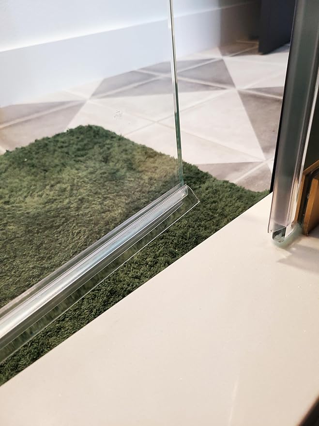 eatelle Shower Door Bottom Seal with Drip Rail for 1/2" (12mm) Thick Glass, 36" Long Sweep - Ultra Clear Polycarbonate