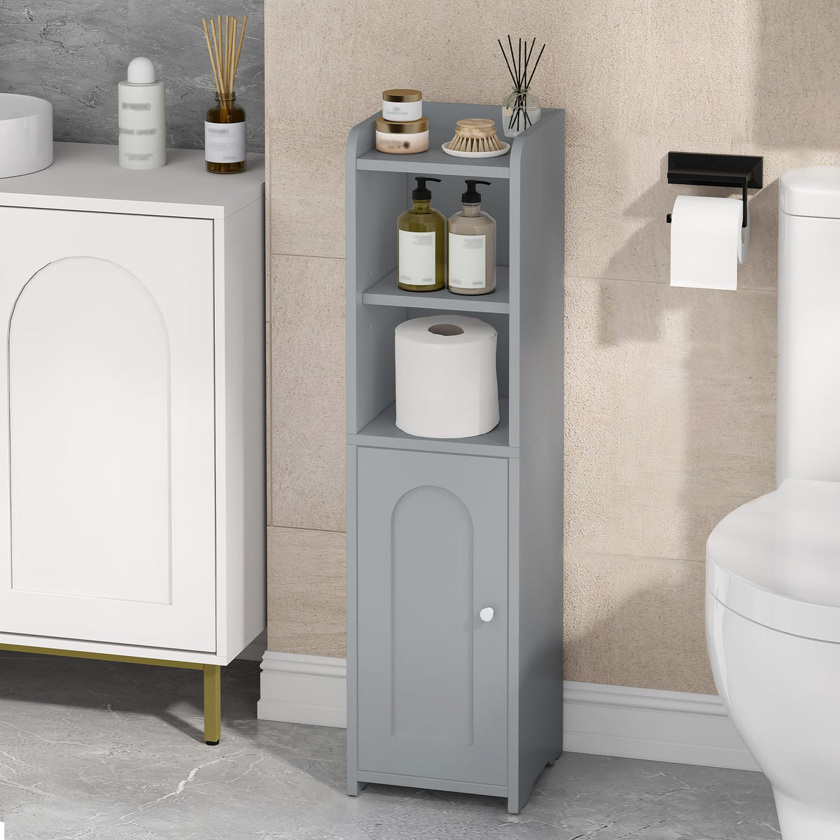 Hzuaneri Bathroom Storage Cabinet, Narrow Toilet Paper - Image 1