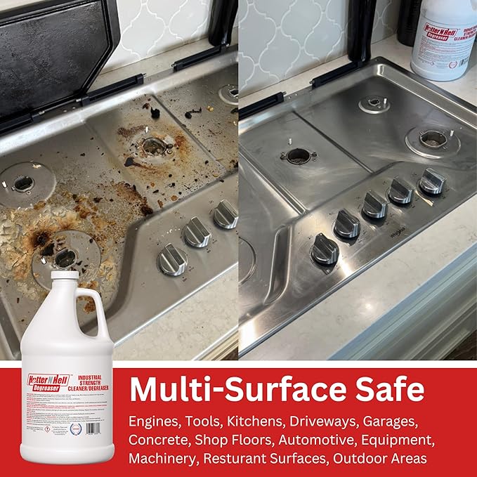 Industrial-Grade Degreaser - 1-Gallon (Ready-to-use-formula) for equipment, parts, concrete, drive-ways, shop floors, and automotive