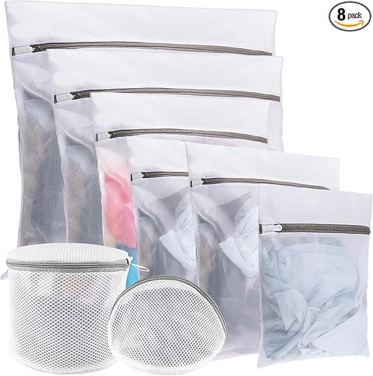 8 Pack Mesh Laundry Bags for Delicates, Laundry Bags Mesh Wash Bags in 7 Sizes (Include Bra and Lingerie Wash Bags), Lingerie Bags for Washing Delicates, Garment Bag for Washing Machine