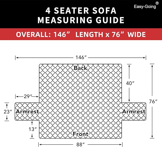 Easy-Going 4 Seater Sofa Slipcover Reversible Sofa Cover Water Resistant Couch Cover with Foam Sticks Elastic Straps Furniture Protector for Pets Children Dog Cat (XX-Large, Brown/Beige)