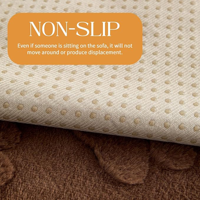 Waterproof Couch Cover for Dogs Washable,Fuzzy Pet Couch Covers for Sofa,Thick Soft Dog Mat Non-Slip Couch Covers for 3 Cushion Couch Sofa Pet Friendly (Brown, 23 * 23(2pcs))