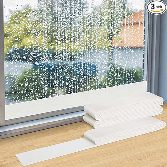 3 Rolls 2.36" x 66", Window Condensation Prevention Absorber - Anti-Condensation Water Absorbing Strip, Whites,Reusable & Cut-to-Fit Design