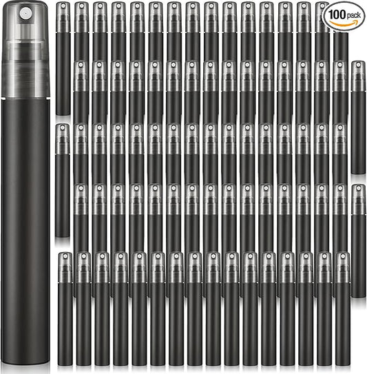 Remerry 100 Pcs 10 ml Mini Spray Bottles Perfume Spray Bottles Plastic Travel Refillable for Women Small Fine Mist Sprayers Portable Frosted Perfume Sprayers Empty Atomizer for Essential Oil