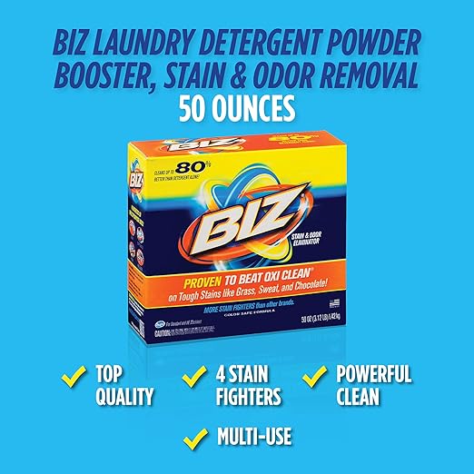 BIZ - CRB-80575225525 Biz Laundry Detergent Powder Booster, Stain & Odor Removal - 50 Ounces