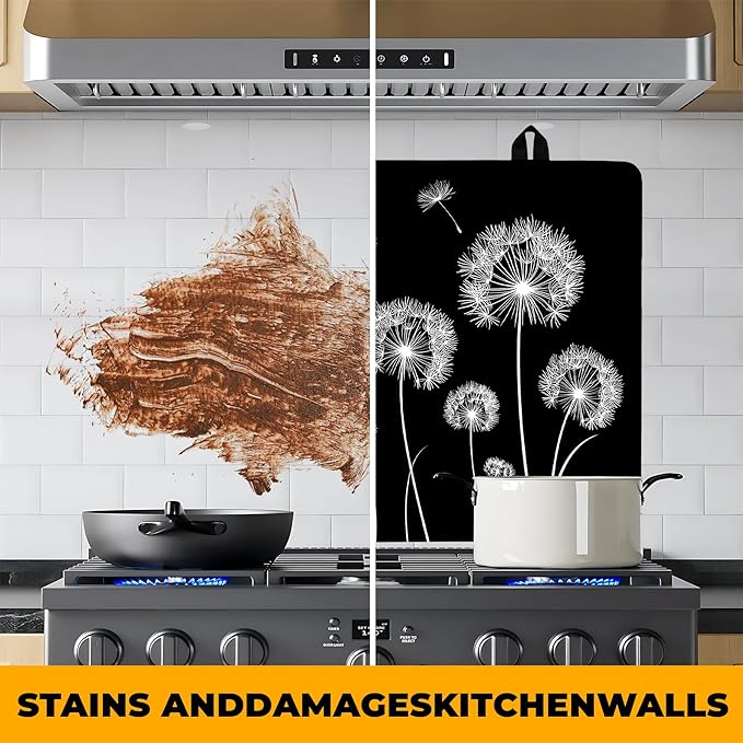 Stove Top Cover Flower Gas Stove Top Cover for Home Decoration Kitchen Pad Non-Stick Washable Cooktop Covers Countertop Protector Keep Stove Clean (Dandelion, 28L"x20W")