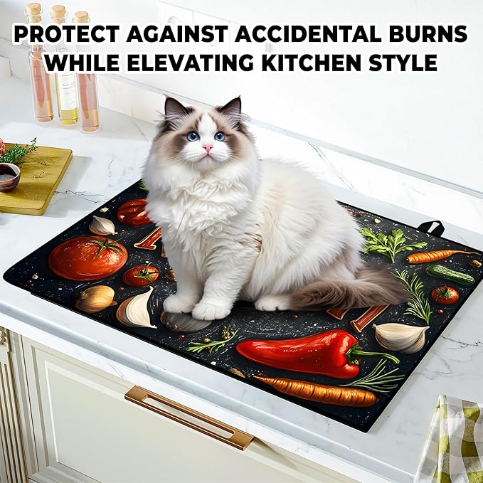 Kitchen Stove Top Cover Retro Flower Gas Stove Top Cover for Home Decoration Kitchen Pad Non-Stick Washable Cooktop Covers Countertop Protector Keep Stove Clean 28"x20"
