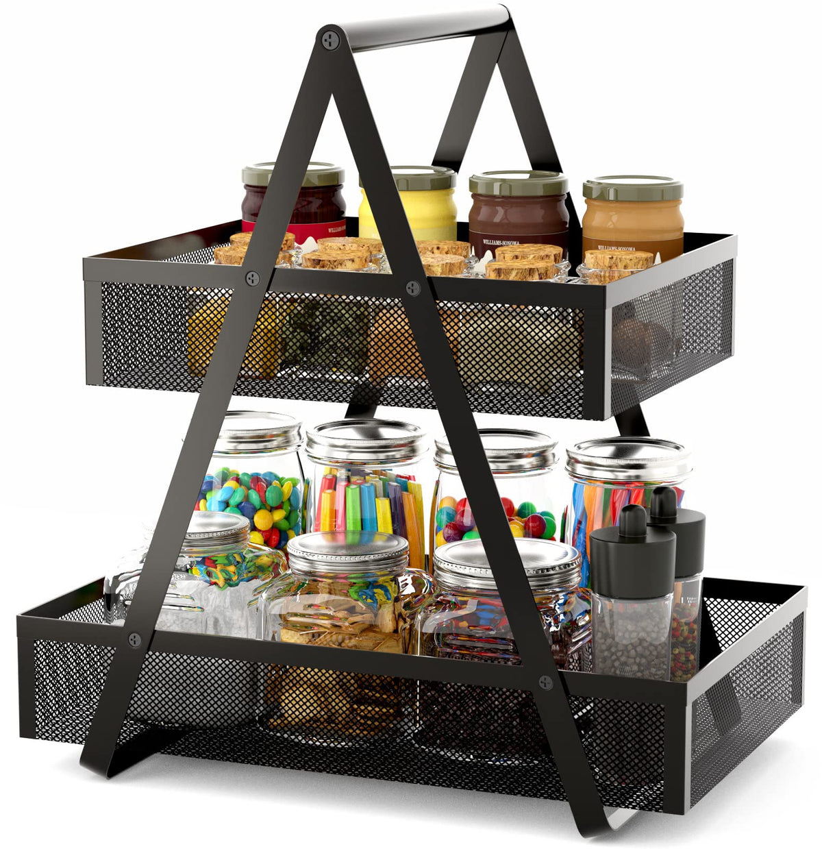EKNITEY Snack Organizer for Countertop - 2 Tier Metal Snack - Image 1