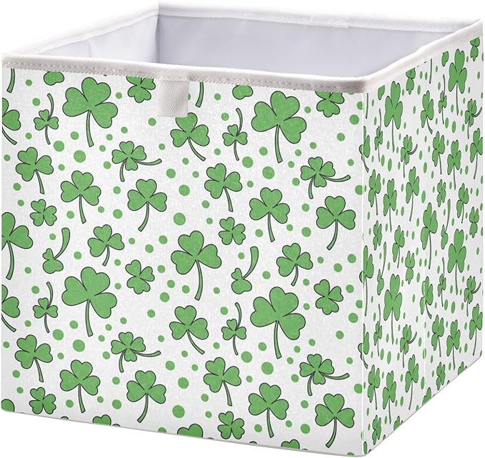 Bolaz St Patricks Day Clover Closet Organizers Storage Cubes Storage Bins Shelf Baskets Containers for Home Room Office,Rectangle