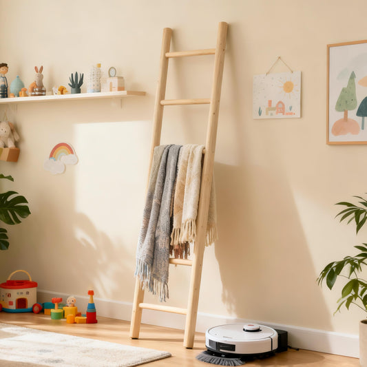 Wooden Blanket Ladder - 76in Natural & Motley Wood - Image 1