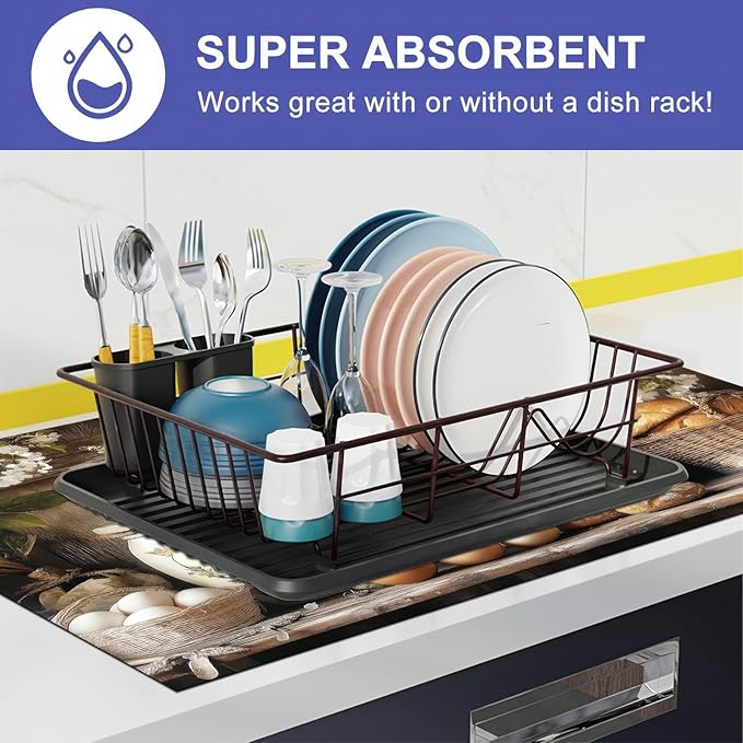 Stove Top Cover for Electric 28x20 Inch Diatomite Stovetop Covers with Food Love Joy Canister Art Heat Resistant Kitchen Stove Top Cover Coffee Mat Protector for Sink or Dishes