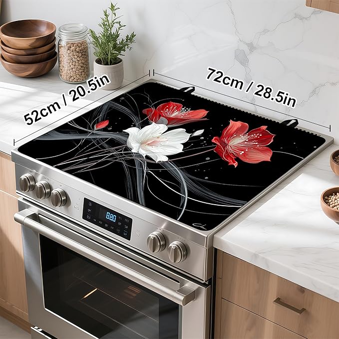 Stove Top Cover for Home Decoration Kitchen Pad Washable Cooktop Covers Countertop Stove Protector Mat for Home Kitchen Cooktops (safflower, 28"x20")