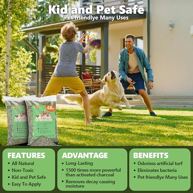 USKICH Backyard Deodorizer,48 lbs Yard Odor Eliminator,Eliminates Stool & Urine Odor on Potty Patches,Artificial Turf,Grass,Lawns,Patios,Concrete&Playgrounds-Cat Litter Box Odor Eliminator&Freshener