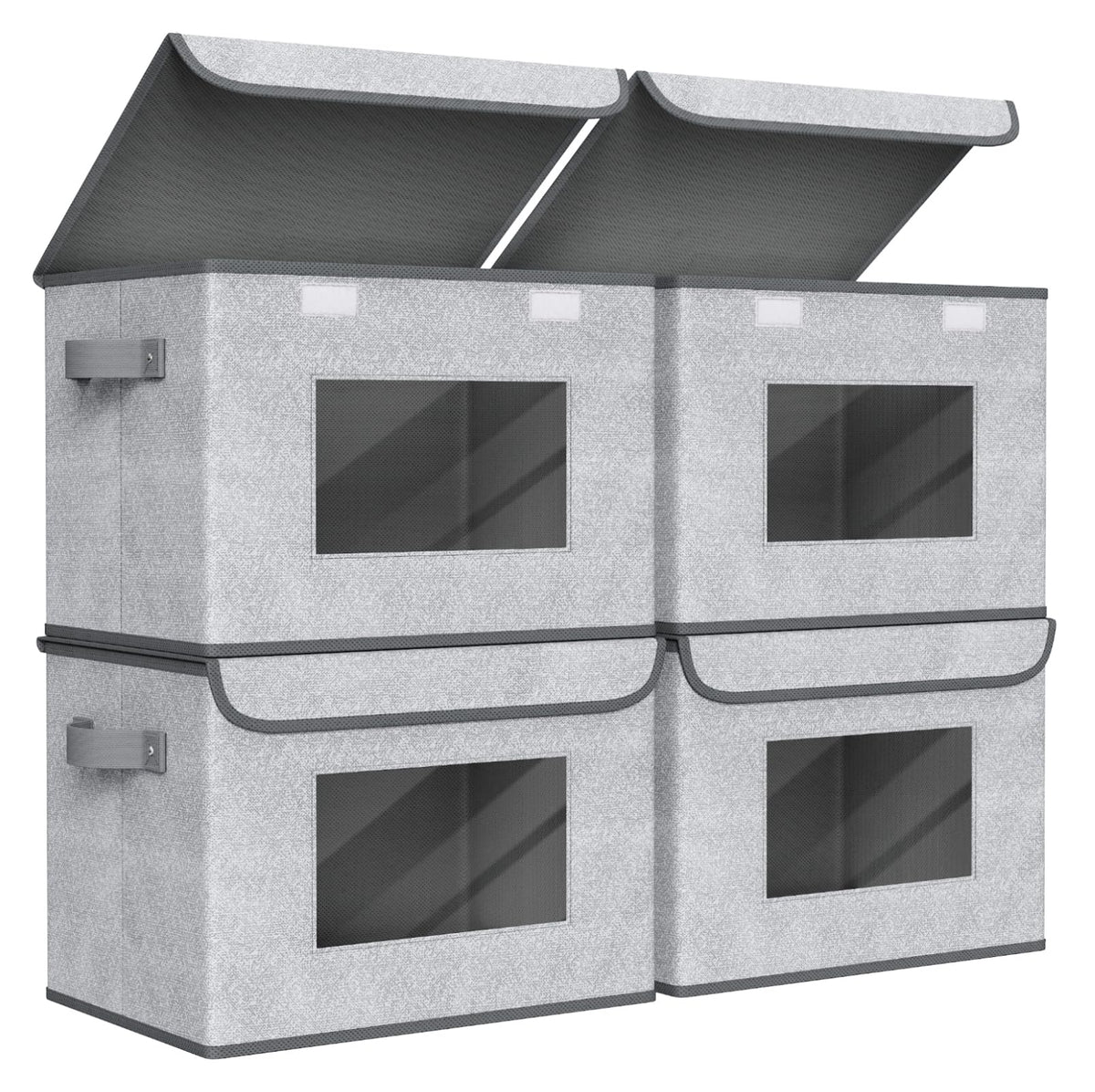 Univivi Fabric Closet Storage Bins with Lids for Shelves 4 Pack - Image 1