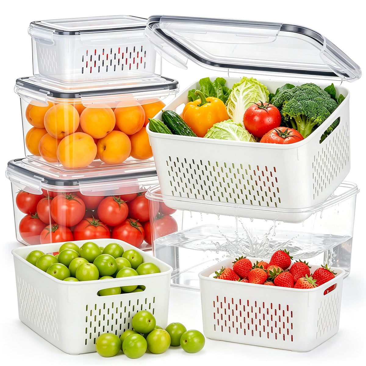4 Pack Fruit Storage Containers for Fridge Set, BPA Free - Image 1