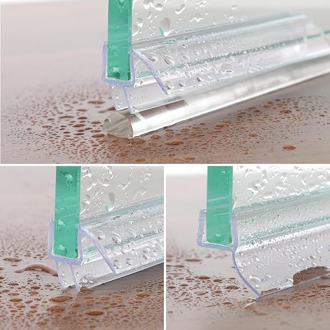 Frameless Shower Door Seal Strip 2 Pack x 39 Inch M Glass Shower Door Bottom Seal Side Seal Strip Door Sweep for 1/4" Glass Ultra-Clear Polycarbonate Stop Shower Leaks Create A Water Barrier