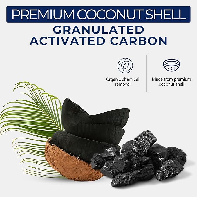 IPW Industries Bulk Activated Carbon - Coconut Shell Granular Activated Charcoal (GAC) for Water Filtration - Replacement Media for Pre and Post Carbon Water Filters (4 lbs)