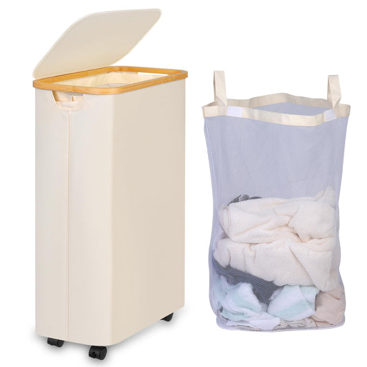 iEGrow 74L Slim Laundry Hamper, Narrow Laundry Basket with Lid - Image 1