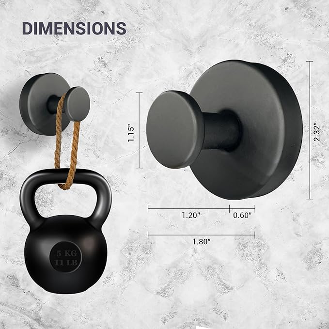 Suction Cup Hooks for Shower - 2 Pack, Matte Black - Stainless Steel, Strong Suction, No Drill, Removable Hanger, Tile Bathroom Kitchen Wall, Glass Door, Mirror Hook Hanging Robe, Towel Holder