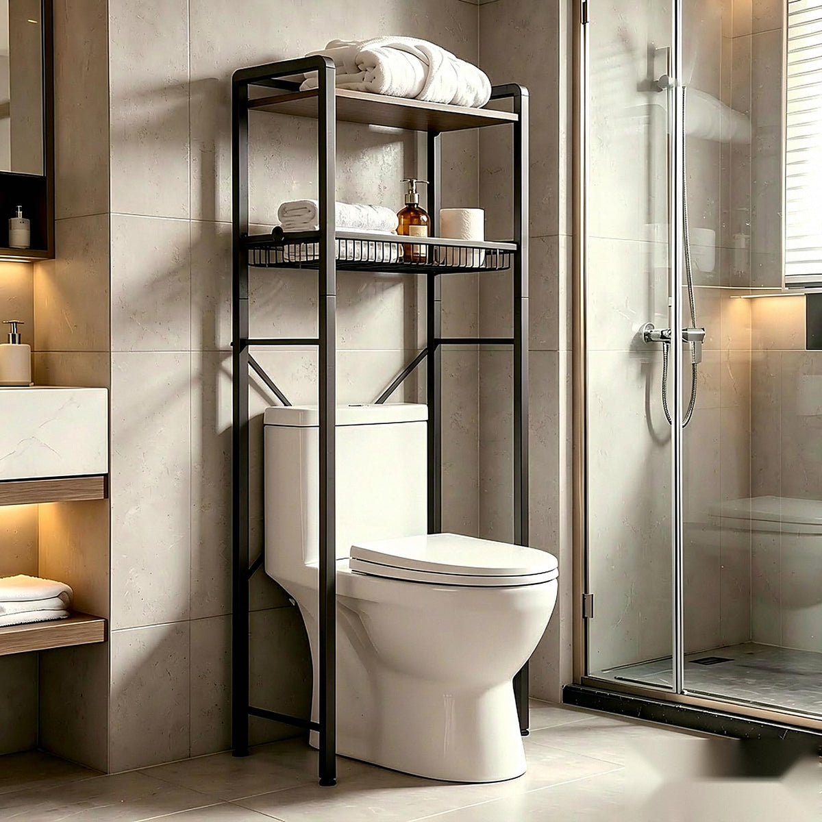 Over-The-Toilet Storage Cabinet, 2-Tier Bathroom Organizer - Image 1