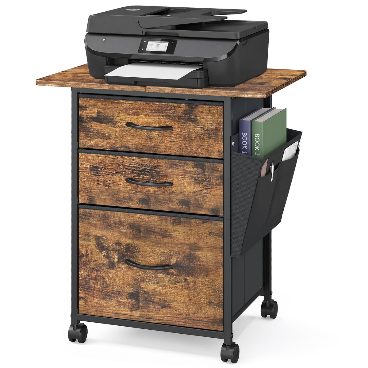 VASAGLE Rolling File Cabinet with 3 Drawers, Printer Stand - Image 1