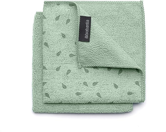 Brabantia x2 Microfiber Cleaning Dish Cloths (Jade Green) Absorbent Hygenic Rags for Washing, Cleaning, Drying (12x12)