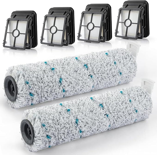 Multi-Surface Brush Rolls 2787 and Vacuum Filters 1866 for Bissell CrossWave Max 2554 2554A 2590 2593 2596 for HydroSteam 35151 35152 3513 3518, Replacement Part 1618638, 1608684, 6 Pack