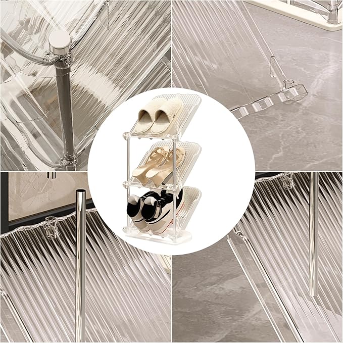 YYW Narrow Shoe Rack Vertical Shoes Rack for Entryway Corner Shoe Storage Organizer for Small Spaces Transparently Tall Slim Shoe Shelf for Front Door Entrance Living Room Grey 6 Layers
