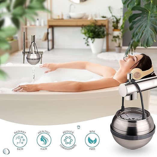 Bath Filter for Tub Faucet - 11 Stage Bathtub Water Filter with Vitamin C - Removes Chlorine & Contaminants - Bath Water Filter for Baby & Kids - Healthy Skin & Hair (Nickel/Gunmetal)