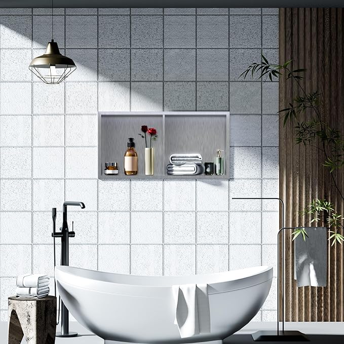 Stainless Steel Shower Niche, Recessed Bathroom Shelf with Rustproof Finish, Built-in Wall Shower Shelf Organizer for Shampoo & Toiletries, Easy DIY Installation (Multiple Size Options)