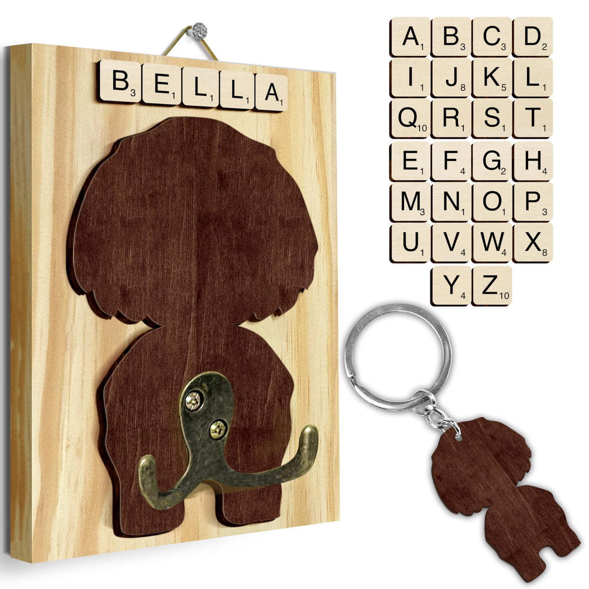 Shih Tzu Dog Leash Holder Wall Mount with Scrabble | Home Organization - Image 1