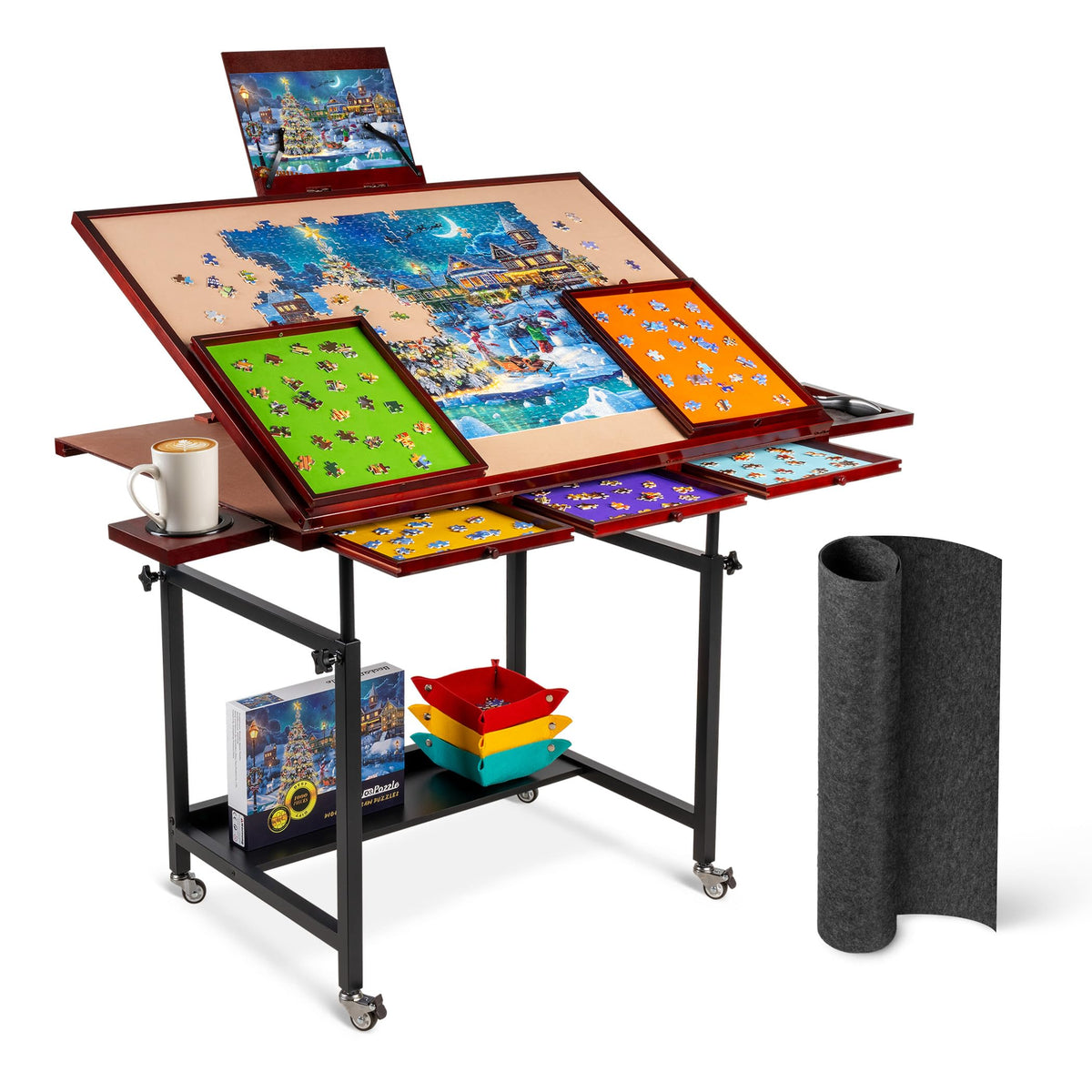 Becko US 1500 Piece Tilting Puzzle Table with 5 Drawers & - Image 1