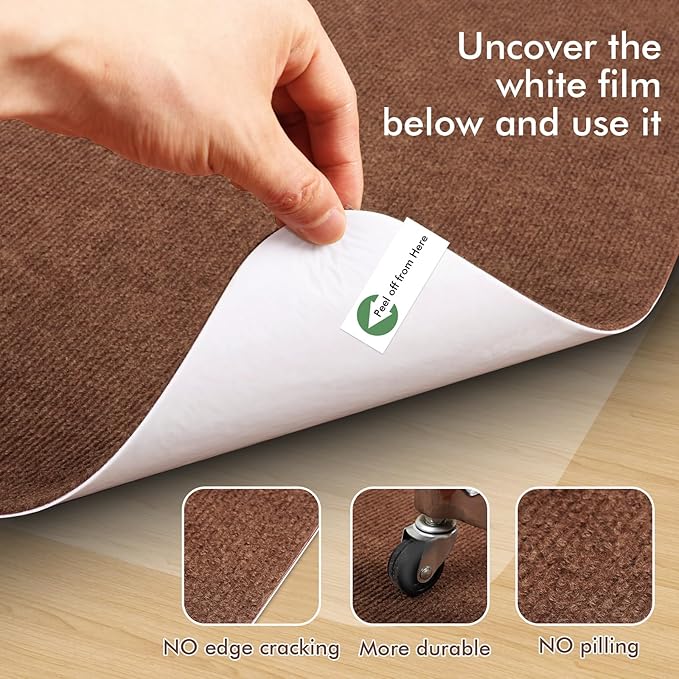 Recliner Pads for Hardwood Floors, Non Slip Recliner Grippers, Furniture Pads Floor Mats for Carpet, Anti Slide Office Chair Mat for Floor Protector, 35"x35" (1 Pack Brown